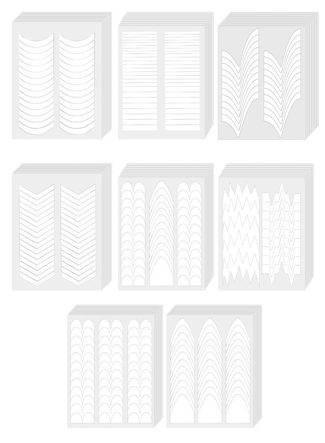 Hariendny 64 Sheets French Tip Nail Guides French Tip Nail Art Stickers Wave Lines Self-Adhesive Manicure Strips Stickers Tape for Manicure Edge Auxiliary DIY Decor Stencil Set(11 Designs) - Image 1